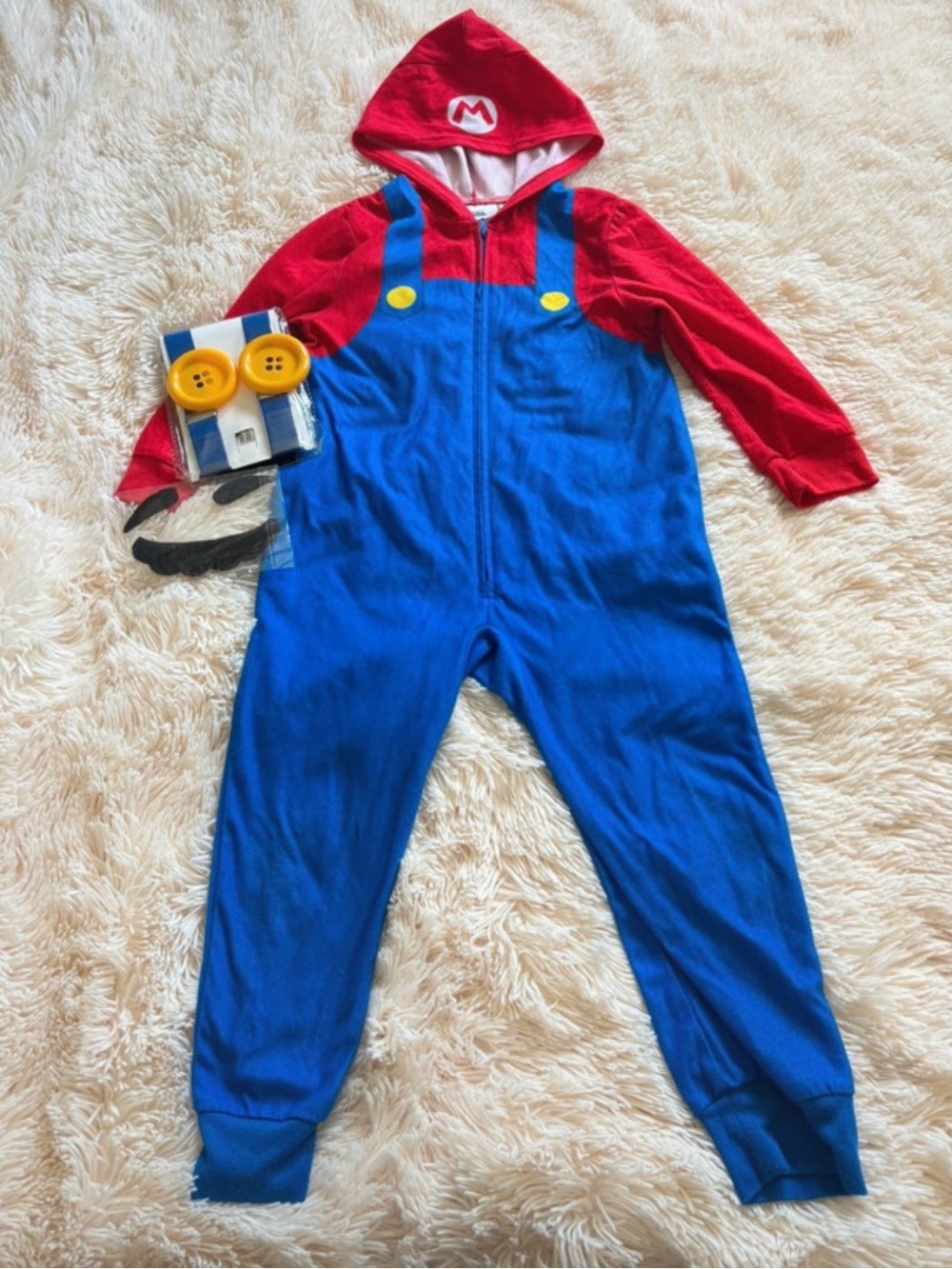 Nintendo Red & Blue Super Mario Costume Hooded Jumpsuit size 5T